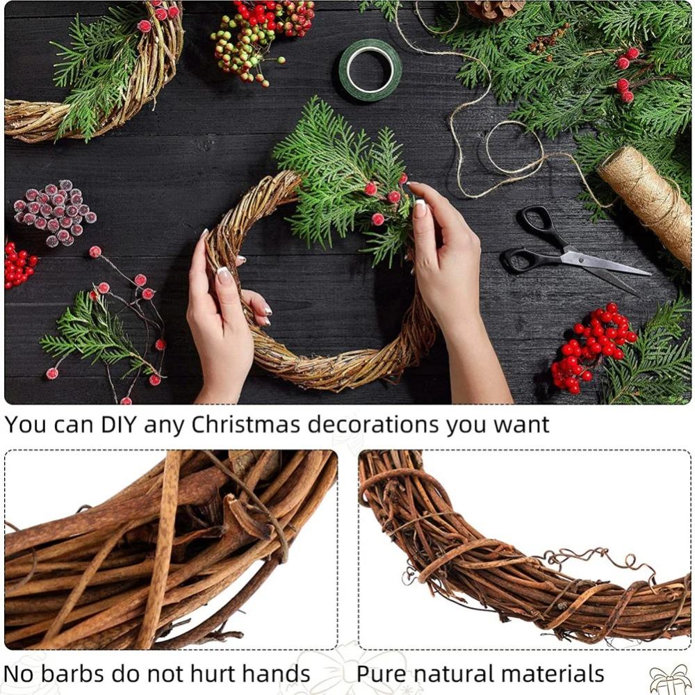 DIY Floral Wreath Round Natural Rattan Ring Christmas Garland Hanging Ornament Wedding Decoration Home Decor