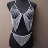 Fashion Rhinestone Body Chain Set, Sexy Luxury Rhinestone Bra Shorts Set Body Chain