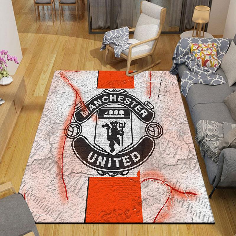 Manchester United2 Flannel Pattern Square Carpet,Area Rug,Carpet Rug for Living Room Bedroom Sofa Playroom Decor,Non-slip Floor Mat