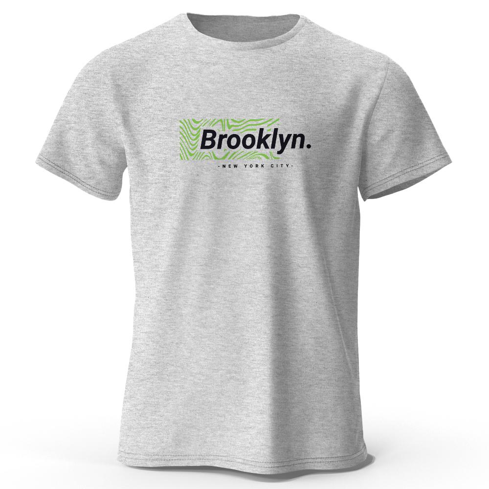 Brooklyn New York Print, Men's Novel Graphic Design T-shirt, Casual Comfy Summer Tees for Men's Daily ActivitiesTops Clothing