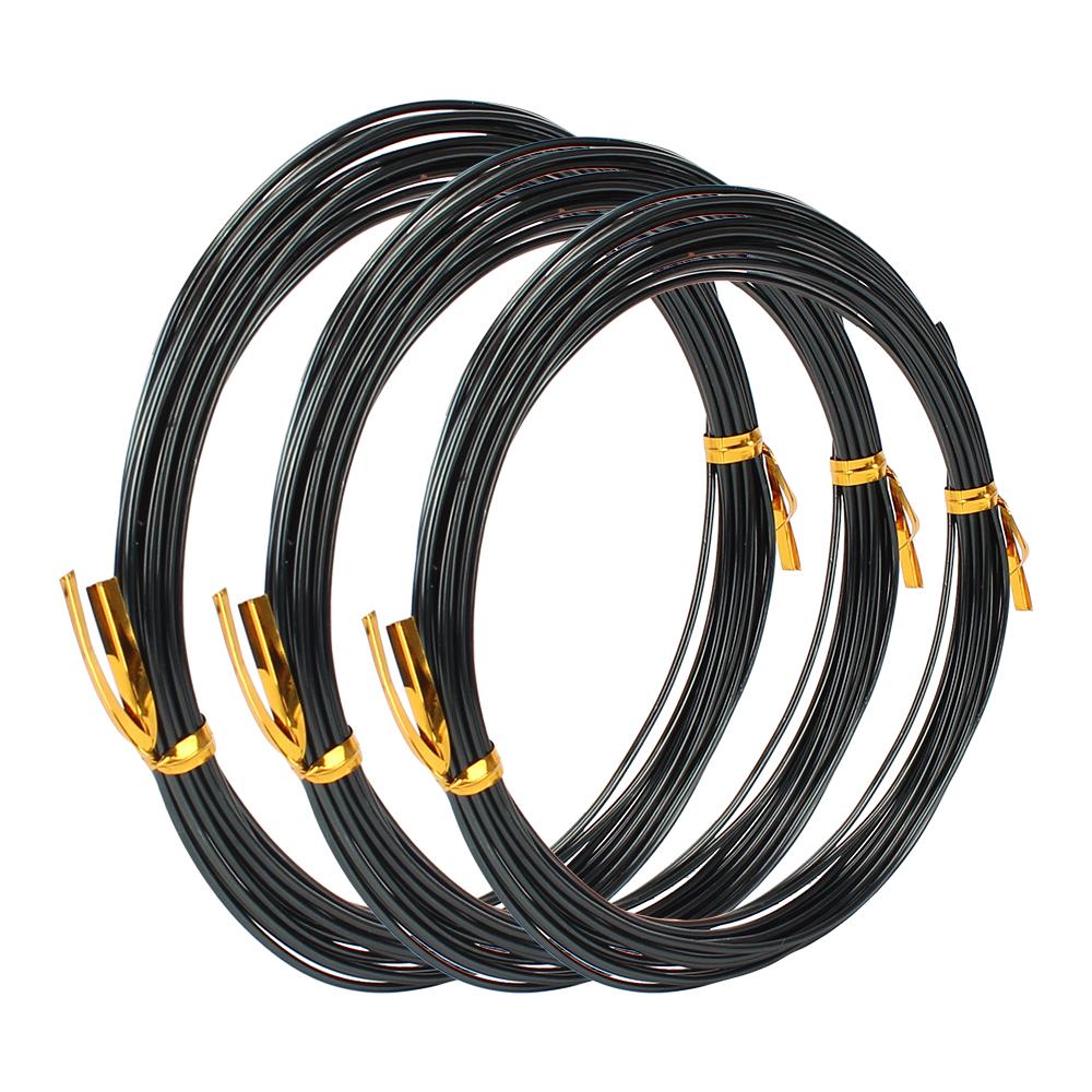 Anodized Aluminum Bonsai Training Wire With 3 Sizes(1.0 mm,1.5 mm,2.0 mm) Total 15m (Black) Decoration Wire Bonsai Wires 3 Rolls
