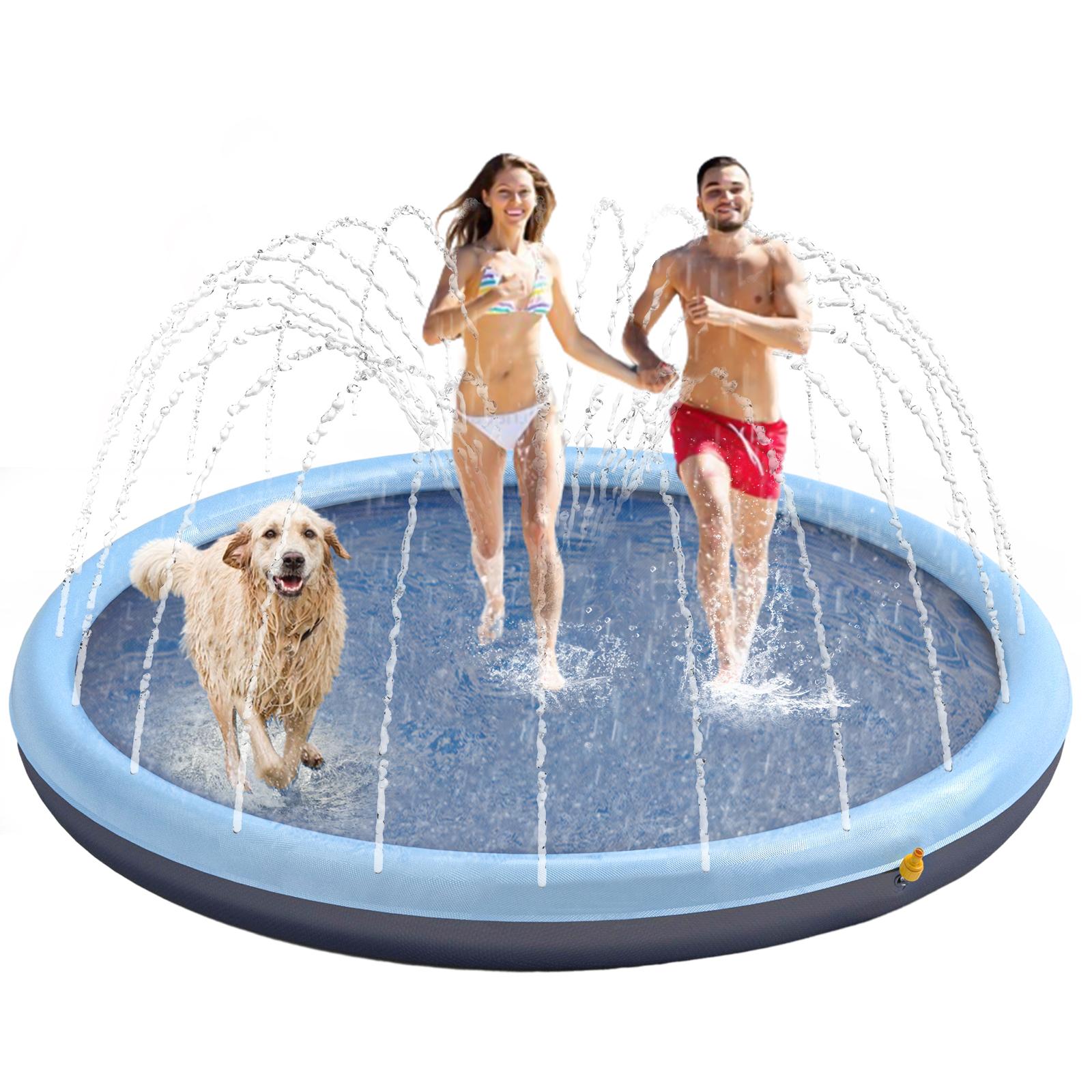 

Splash Pad for Dogs, Non-Slip Splash Pad for Pets Summer Outdoor Water Toys, Sprinkler Pool for Dogs Outdoor Play 60in синий