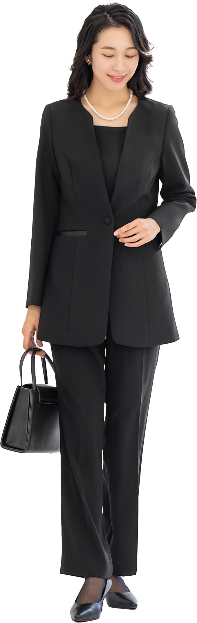 

Black formal wear for mourning formal top and bottom large and small long loose all body washable size 11 [Add Rouge] women, pants, wear, wear, set,