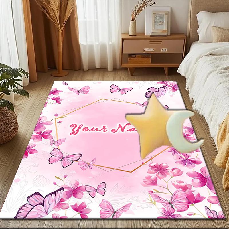 1PC Custom Name Butterfly Dreams Frame Theme Floor Mat Ideal for Living Room, Game Rooms, Office, Bedroom Floor Mat Design