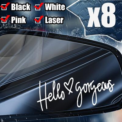 Hello Gorgeous Car Sticker 8.3x3cm Rearview Mirror DIY Decorative Decal Automatic Motorcycle Laptop Styling Modification Sticker