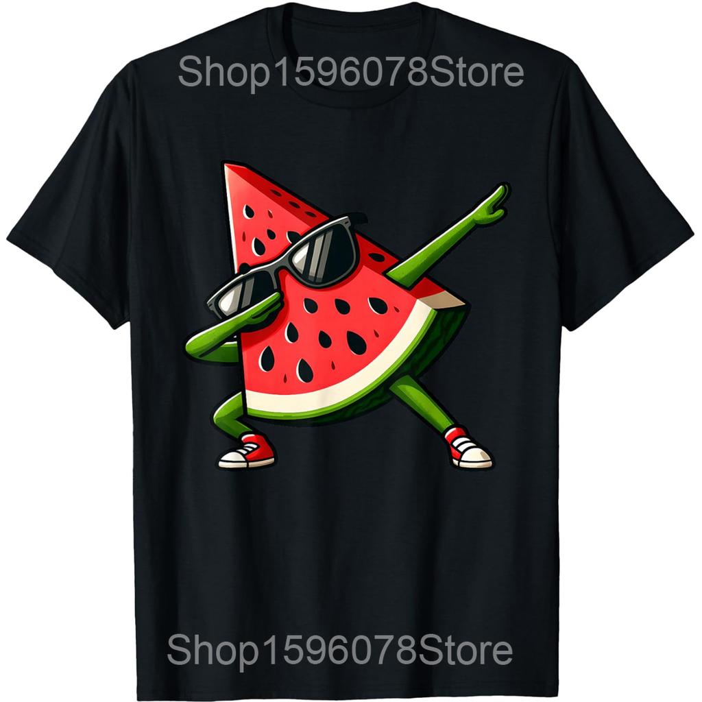 Watermelon Sunset Kawaii Summer Fruit Lovers T Shirts Men Cotton Humor Streetwear Tee Shirt Short Sleeve Unisex Loose Clothing
