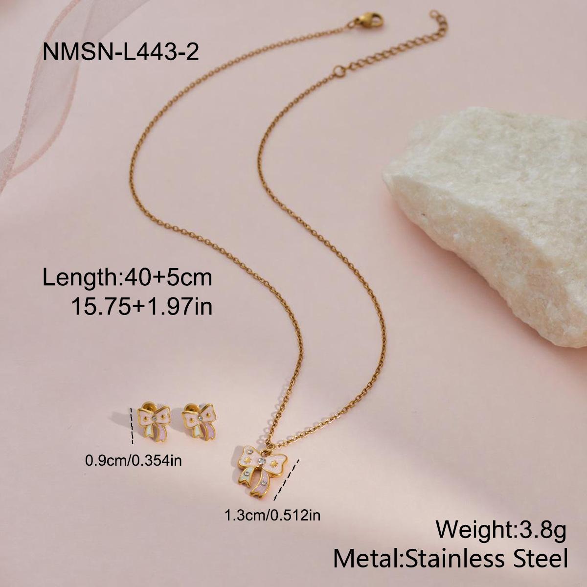 GEMCHIC Women s Stainless Steel Cartoon Butterfly Necklace Earring Set for Girls Fashionable Versatile Jewelry