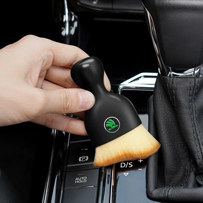 Car Sticker 2025 Hot Car Interior Cleaning Soft Brush Tool Dust Remover For Skoda Fabia Kodiaq Kamiq Superb Yeti Octavia Enyaq R
