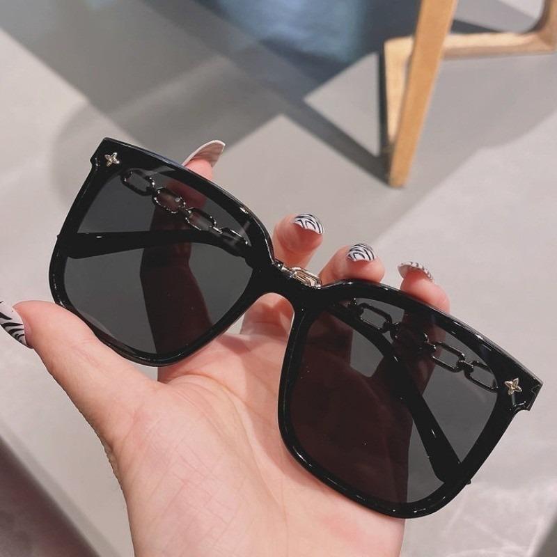 Korean Style Fashionable Sunglasses Square Glasses Fashionable Women's Glasses Hollow Chain Glasses Legs Travel Sunglasses