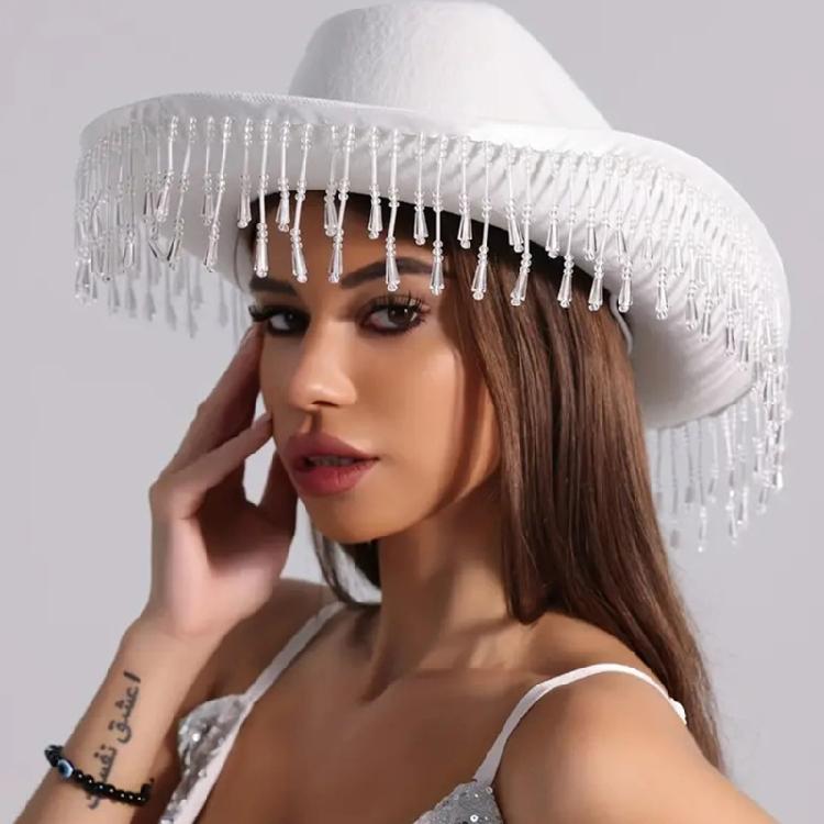 Fringed Drop Cowboy Hat Music Festival Hat Birthday Party Headwear Beach Sun Hat