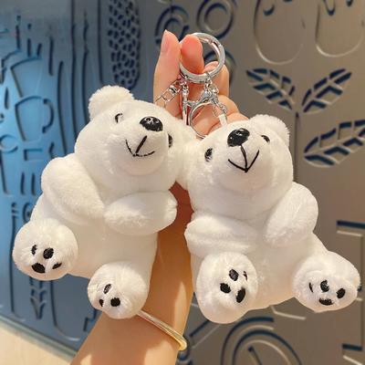 Cute Plush White Polar Bear Doll Keychain Pendant Cartoon Fat Animal Snow Polar Bear Car Keychain Bag Pendant Lovers Women Gifts