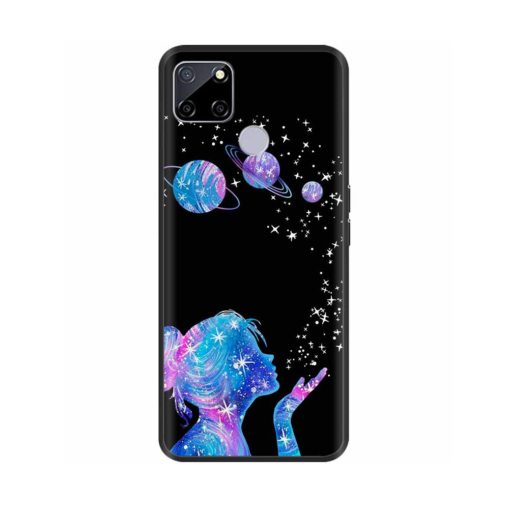For Realme C25 Case C25s Soft Cute Cover for OPPO Realme C25Y C21Y Silicone Black TPU Phone Case For OPPO Realme C21 Flower Capa