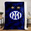 Inter Milan Logo with Blue & Gold Stars Flannel Blanket for Bedroom, Living Room, Sofa, and Nap Sofas.