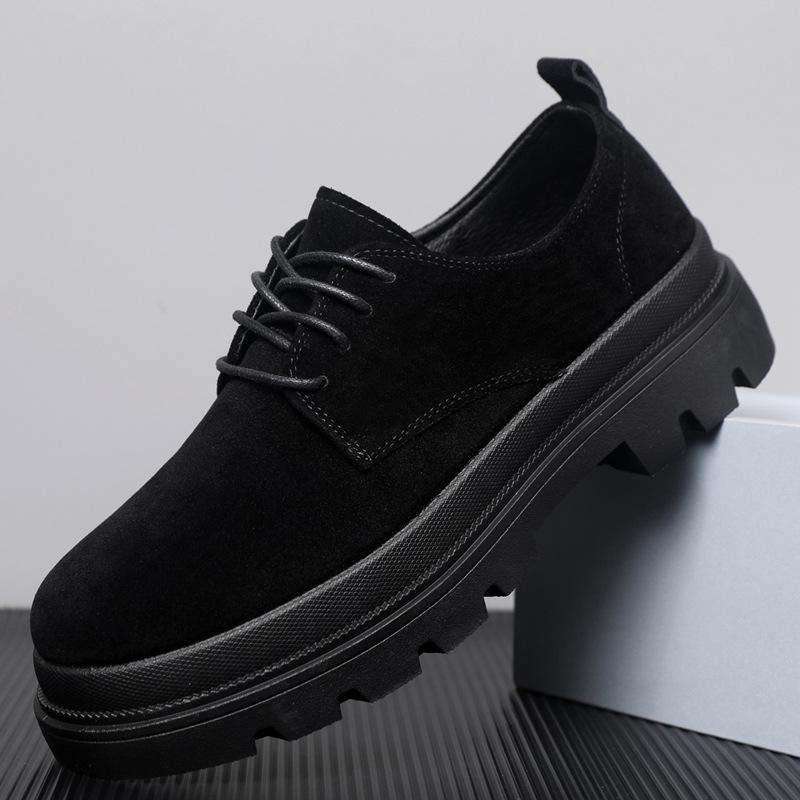 Autumn retro lace-up shoes heightened British style low-top platform shoes