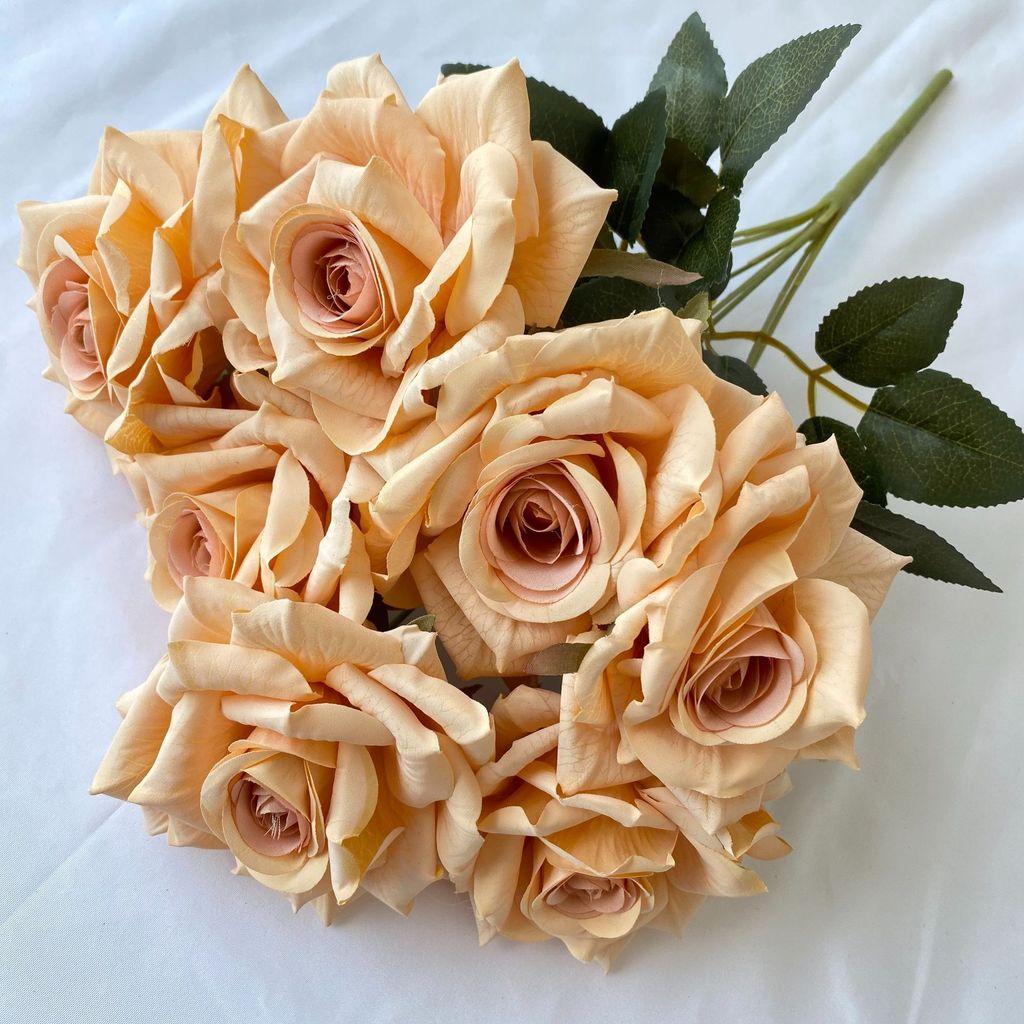Rose Wedding Decor Artificial Silk Flowers With 7head Design For Bridal Ceremony And Photography