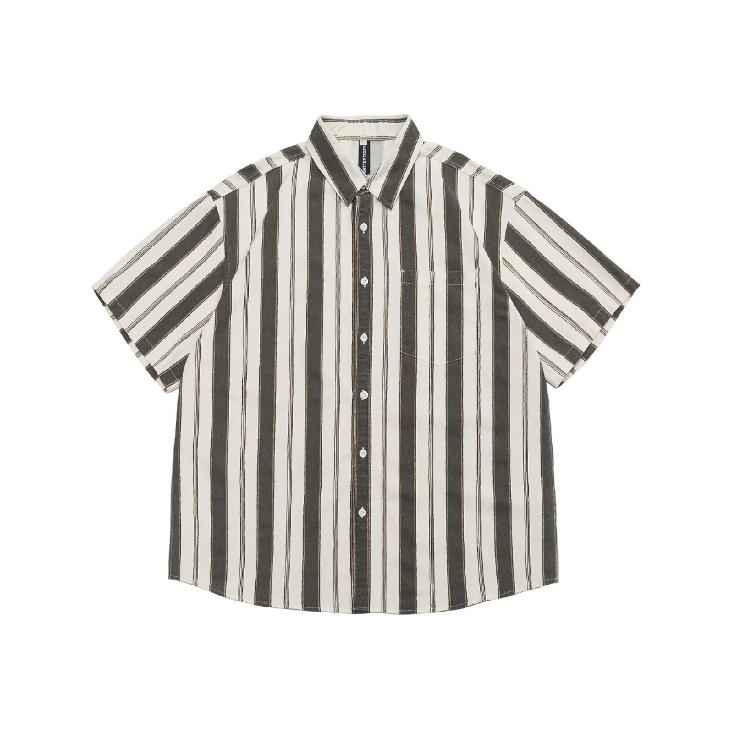 Summer High-End Men'S Striped Slim Fit Short Sleeved Shirt Trend Thin Casual Short Sleeved Shirt Men'S Shirt