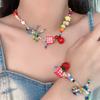 Colorful Beaded Choker Necklace Fashionable Acrylic Butterfly Choker Necklace Adornment for Modern Young Women