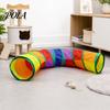 Cat Rolling Tunnel Rainbow Toy, Collapsible Hide with Peek Hole, Zippered Interactive Toy Modular Tunnels, Can Be Freely Combined for Indoor
