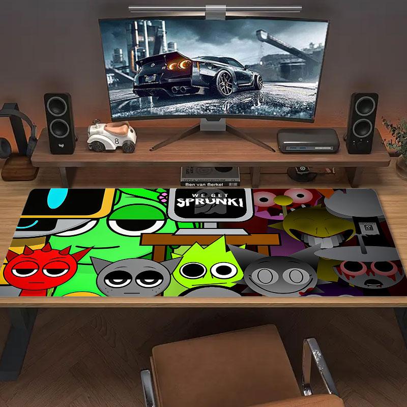 Tappetino per Mouse Sprunki, Tappetino da Scrivania XXL per Gaming, Mousepad Antiscivolo XXL per Laptop e Tablet, Tappetino per Mini PC con Bordi Cuciti