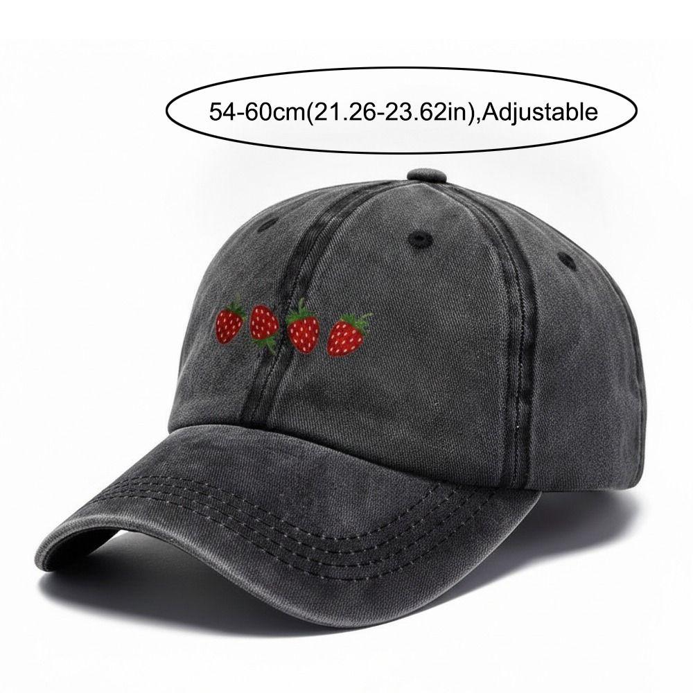 Hip Hop Strawberry Printed Baseball Cap Washed Cotton Sun Hat Streetwear Hats For Man Women Unisex