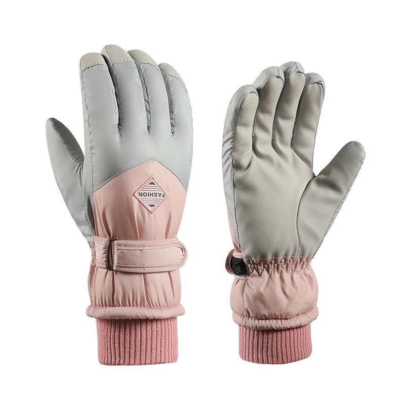 Women's Touchscreen Ski Gloves with Anti-Lost Buckle, Cold-Proof, Fleece-Lined, and Warm for Winter Sports and Cycling
