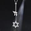 שרשרת תליון 'מגן דוד' ו'חי' מפלדת אל-חלד - תכשיט ארוך מתכוונן עם ציצית לגברים נשים מתנה יהודית דתית