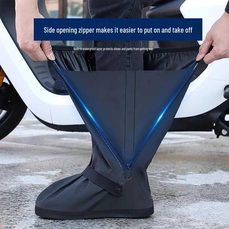Waterproof Non-Slip High-Top Rain & Snow Shoe Covers for Outdoor Cycling - Unisex, Wear-Resistant, Sandproof, Thickened