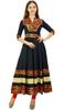 Bimba Women's Cotton Kurti Long Flared Anarkali Kurta 3 4 Sleeve Designer Indian Tunic| Black|