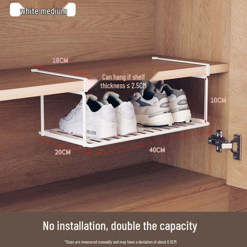 Foldable Hook-Type Shoe Rack and Storage Cabinet with Under-Hanging Partition