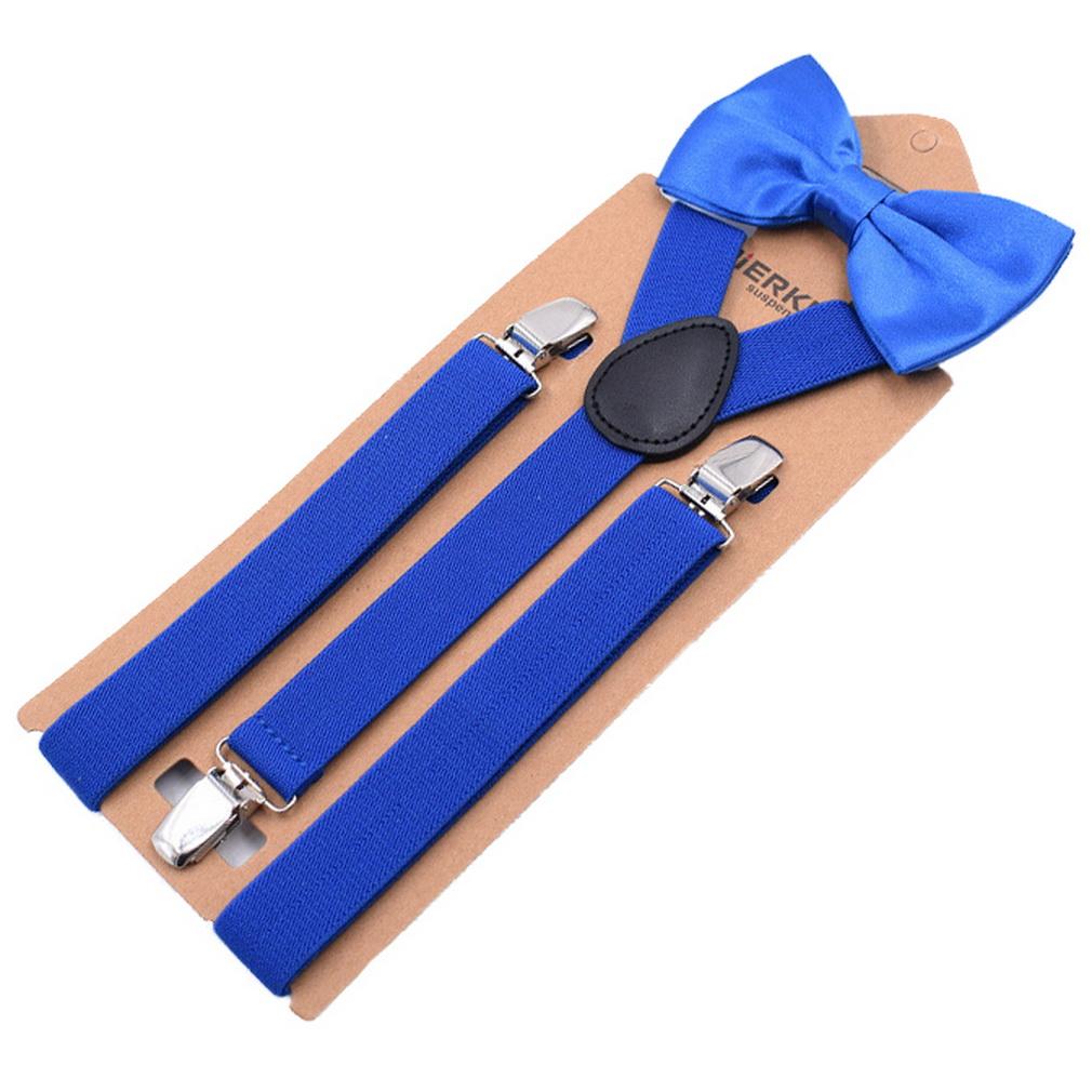 Unisex Bow Tie & Suspenders Set, 3 Clips Adjustable Elastic Braces for Casual & Formal Occasions