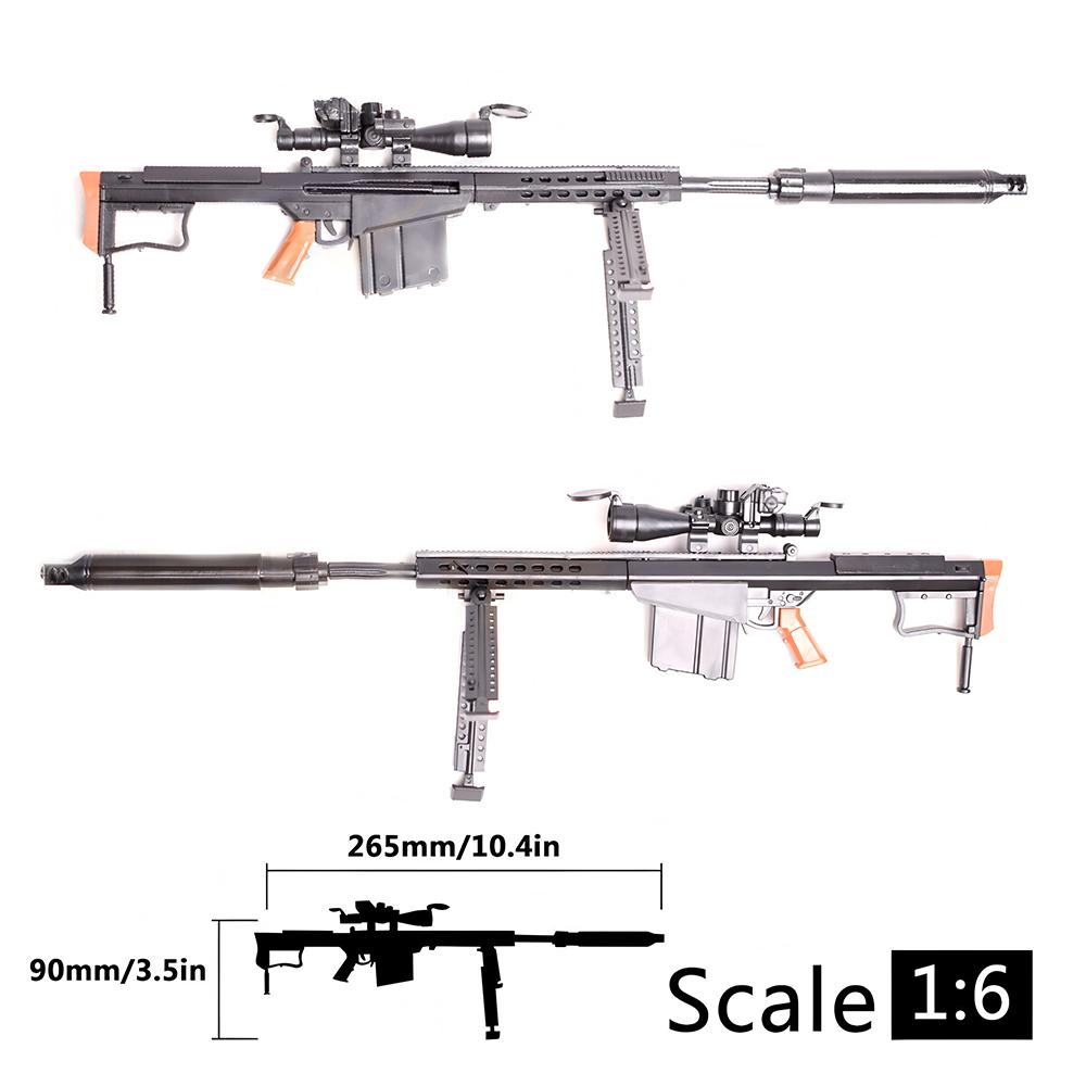 1/6 Scale US Army Military Weapon M82A1 Sniper Rifle M134 M14 M16 Police Soldier SWAT Action Figure Assemble Model Guns Toys