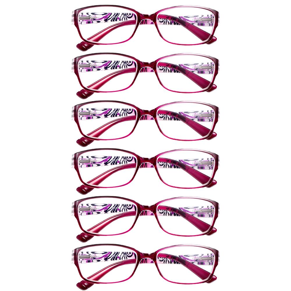 6pcs Reading Glasses Women Printed Reading Glasses Anti Blue Light Eyeglasses Unisex Red Glasses Men