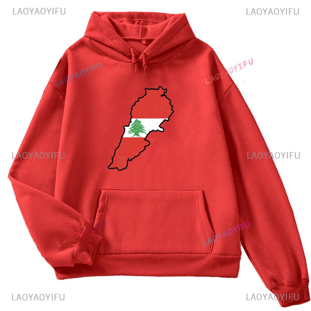 This Is Not My Dna Lebanon Flag Map Men's Long Sleeve Hoodie Autumn/Winter 2024 Lebanon Map Graphic Print Autumn Sweatshirt