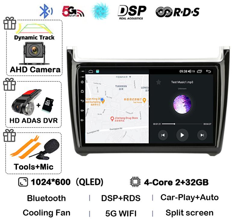 Android 14 Carplay Auto 2din Car Radio For Volkswagen VW Polo 2008-2020 Multimedia Video Player GPS Head Unit Stereo 360 Camera