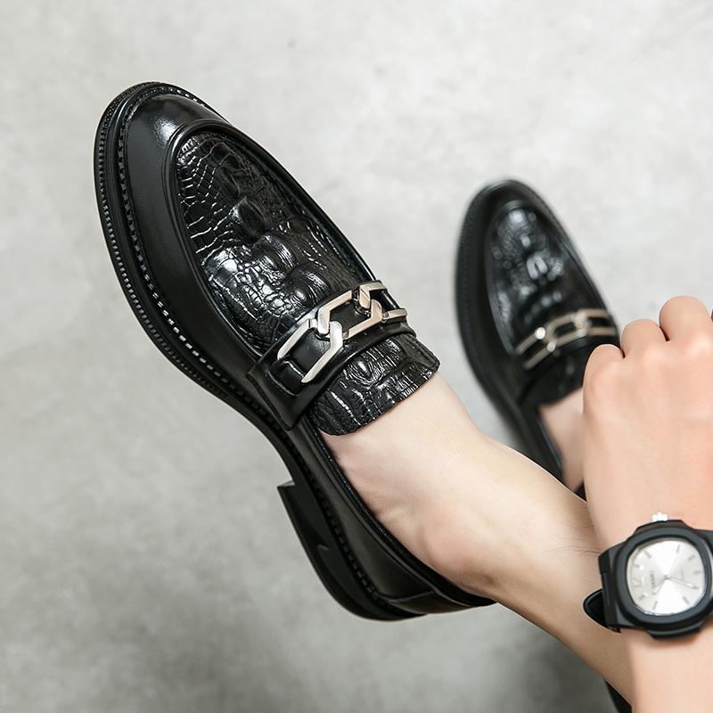 Fashion High Quality Men's Spring New Comfortable Pointed Loafers Fashion Brand Men's Crocodile Leather Business Banquet Leather Shoes