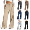 Women's High Waist Drawstring Wide Leg Pants Loose Fit Trousers Solid Polyester Spandex Daily Casual Lounge Pants