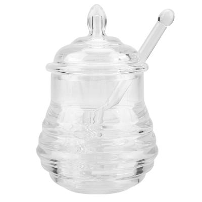 245ml Transparent Bikupeformad Honungsburk med Dropppinne för Förvaring och Dosering av Honung