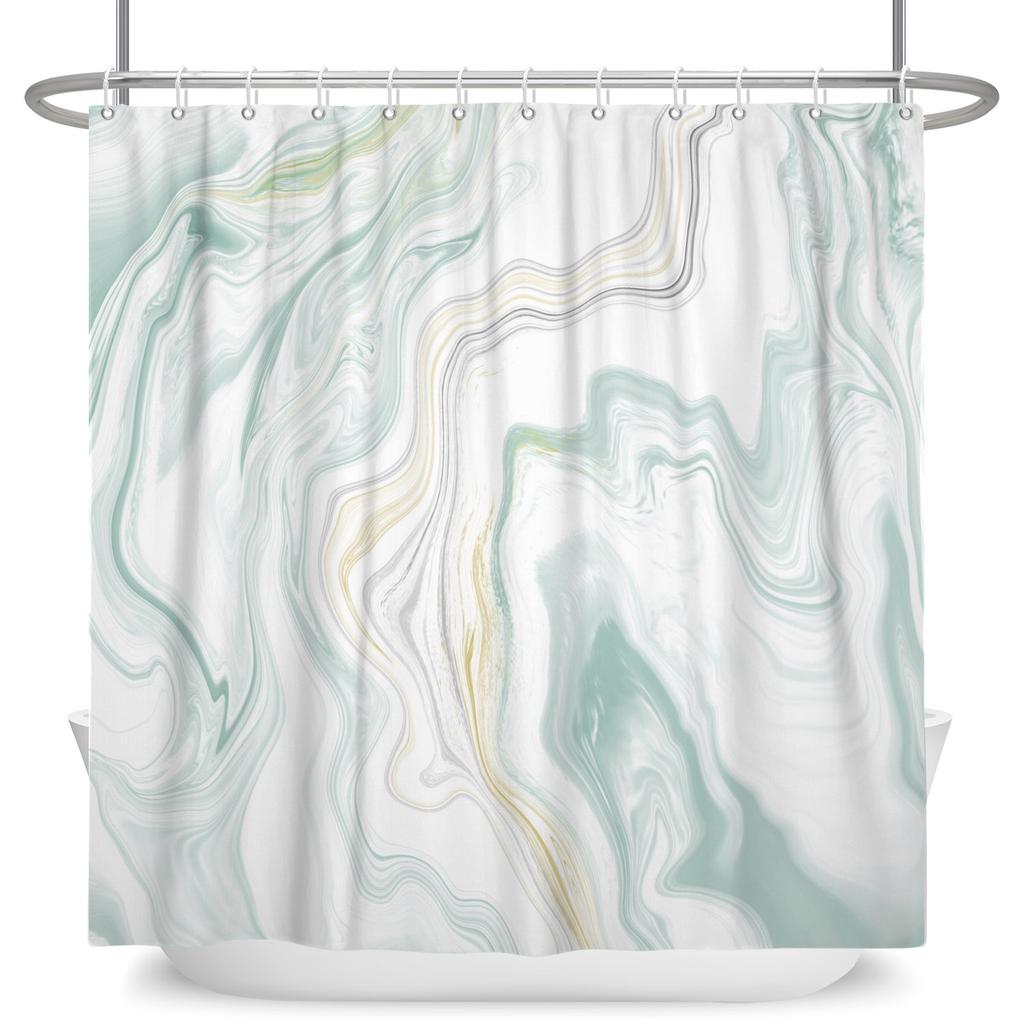 Marble Texture Shower Curtain Abstract Fluid Art Print Waterproof Bath Curtain Bathroom Decor Multiple Color Polyester With Hook