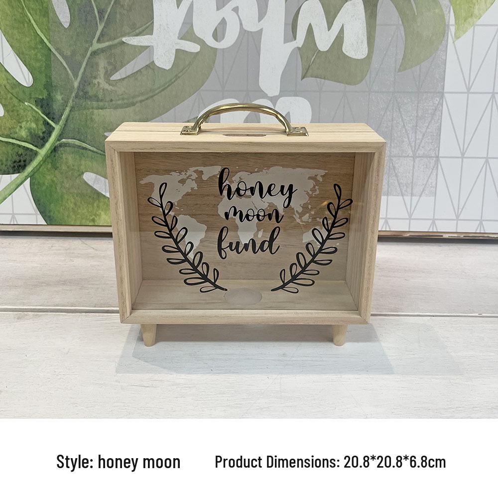 Nordic Transparent Wooden Piggy Bank and Travel Fund Box – Desktop Savings and Decorative Storage