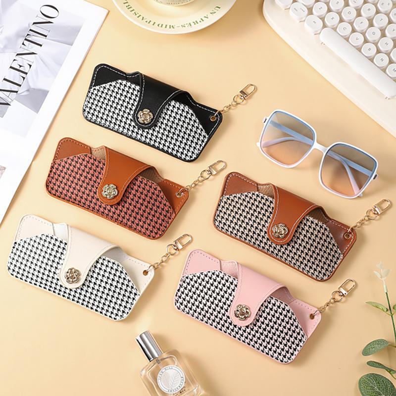PU Glasses Storage Bag Soft Leather Sunglasses Pouch Portable Glasses Protective Cover Eyewear Holder Hanging Bag