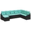8 Piece Sofa Set with Cushions Black Poly Rattan