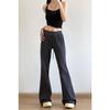 Women's Gray Low-Waist Flare Pants - 2025 Spring Drawstring Casual Slimming Straight Leg Trousers