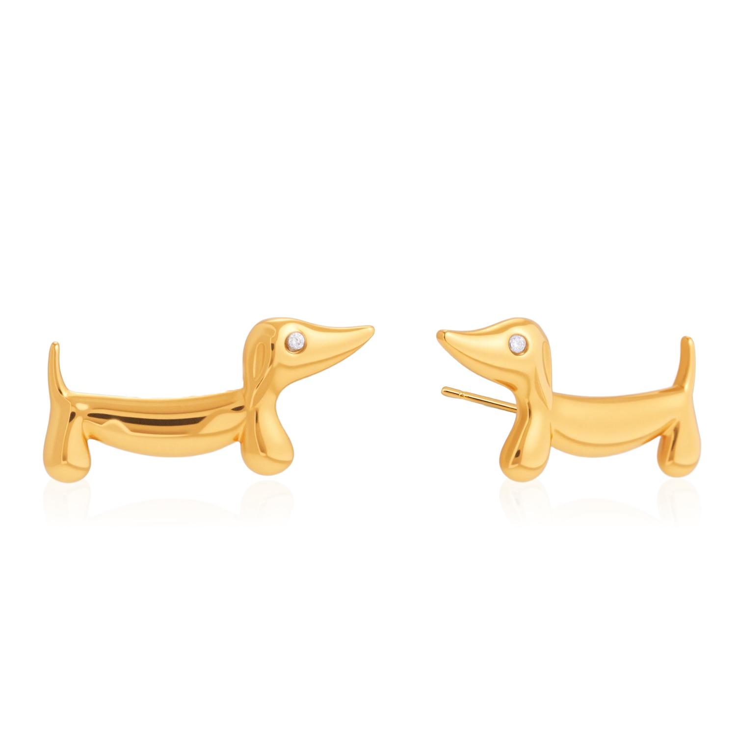 

Yori High Quality Stainless Steel Dachshund Stud Earrings Daily Stainless Steel Versatile Premium Jewelry Party Gift золотистый
