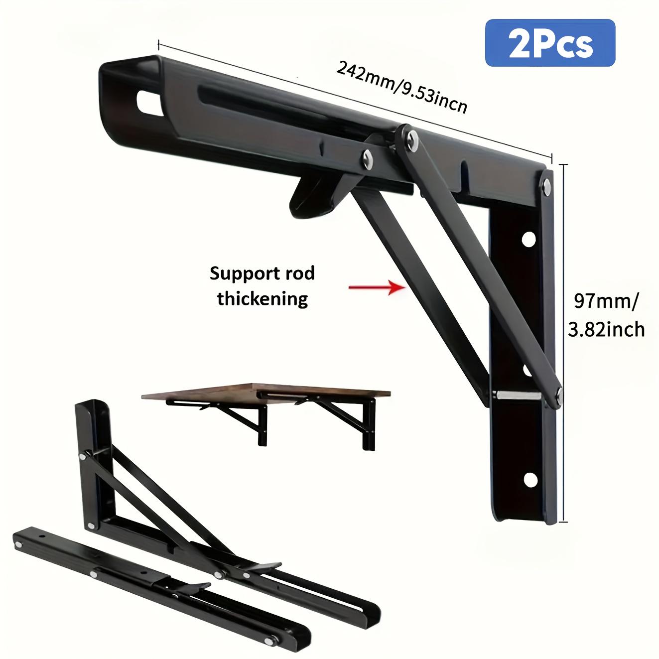 

2 Pack Iron Folding Shelf Brackets Heavy-Duty Wall Mounted Support Hinges with Triangular Design Triangle Support Brackets Collapsible Shelves Bracket 2Pcs 10inch чорний