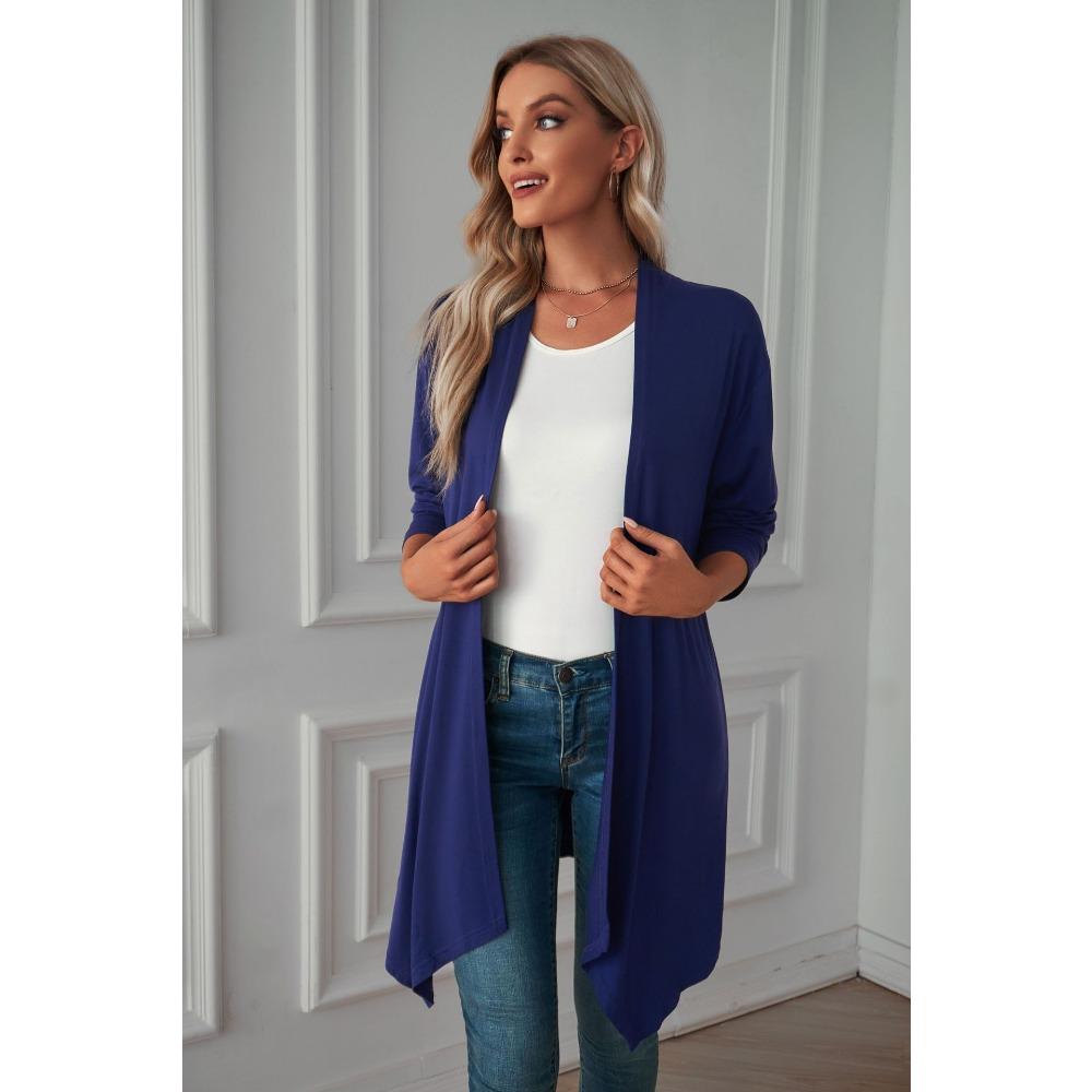 Women's Long Sleeve Jacket Fall New Arrival Solid Color Long Sleeve Cardigan Women's Outerwear Casual Long Top