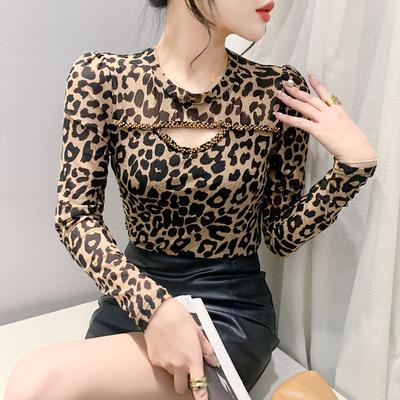 Herbst und Winter Neues Rundhals Langarm-T-Shirt Damen Sexy Hohltemperament Vielseitiges Slim-Fit-Bodenhemd