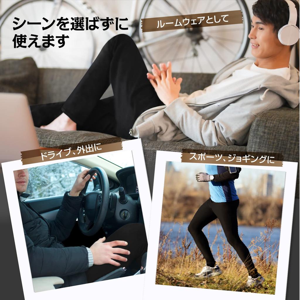 AIM HOMME Jogger Warm Winter Pants with Stretchy Slim Size M Men's Fleece-Lined Pants, Pocket, Fit, Black,