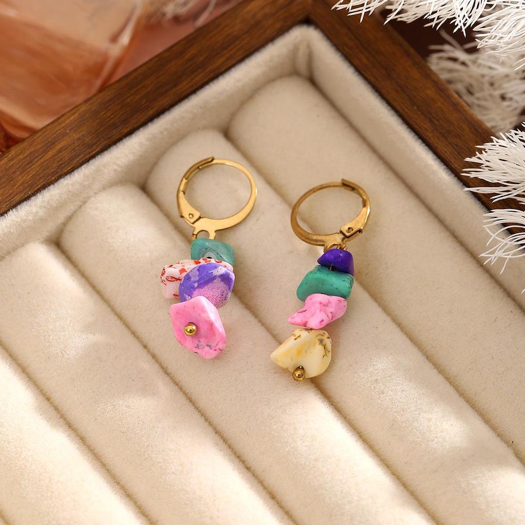 Elegant Natural Stone Irregular Stud Earrings - Versatile Niche Jewelry Set