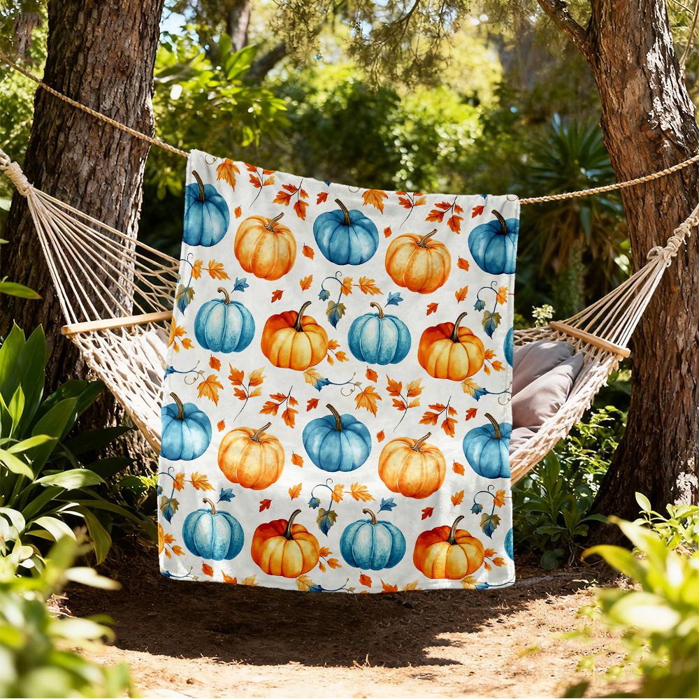 Pumpkin Leaf Outdoor Flannel Blankets, Outdoor travel, Home Blankets, Fan Gifts,Suitable for All Seasons, Christmas Gifts. R1127058