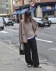 2025 Autumn/Winter Women's Retro Brown Wool V-Neck Warm Coat - European & American Style